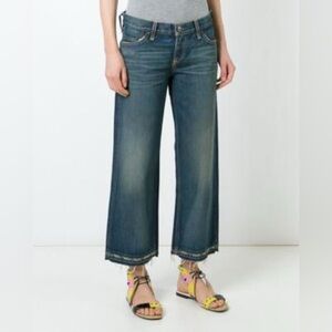 Simon Miller Woo5 Crop Parker jeans. Wide, straight leg w/ frayed hem. Size 28.